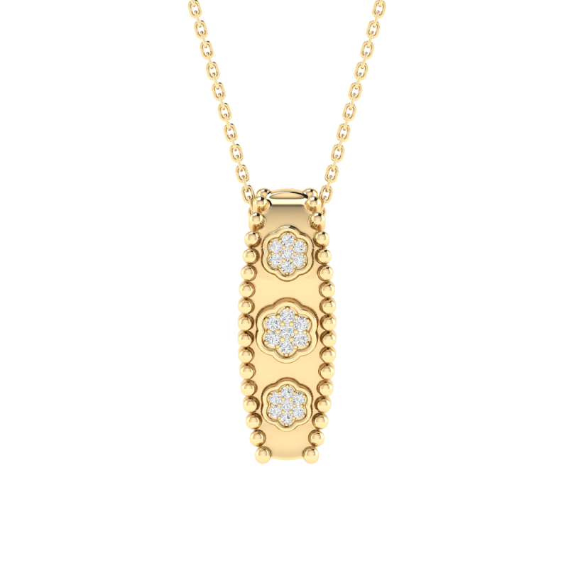 18K Gold Rosy Charm Diamond Pendant with Chain