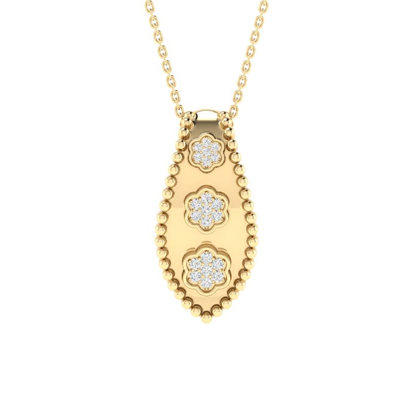 18K Gold Ivy Charm Diamond Pendant with Chain