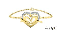 18K Gold Eternal Love Diamond Heart Valentine Bracelet - PGBRG33814