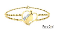 18K Gold Heart of a Woman Bracelet with 0.05 CTS and 18K gold