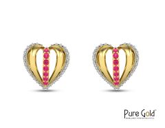 18K Gold Pink Promise Earrings with 0.23 CTS and 18K gold