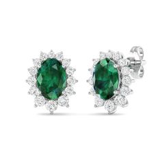 18k Gold Olive Bloom Earrings with Diamonds