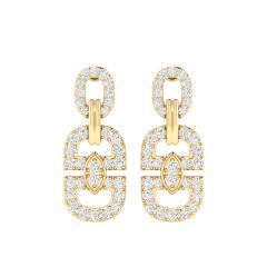18K Gold Cross Link Earrings with Diamonds