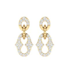 18K Gold Infinite Link Earrings with Diamonds