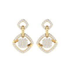 18K Gold Link Drop Earrings with Diamonds