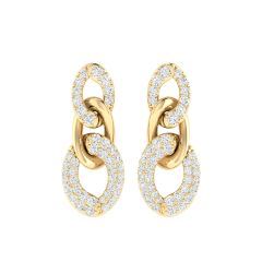 18K Gold Twisted Link Earrings with Diamonds