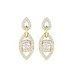 18K Gold Link Wave Earrings with Diamonds