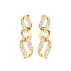 18K Gold Woven Link Earrings with Diamonds