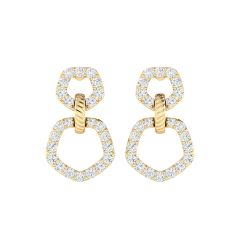 18K Gold Trio Link Earrings with Diamonds