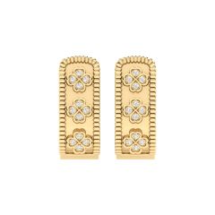 18K Gold Clover Charm Earrings with Diamonds