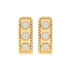 18K Gold Floral Charm Earrings with Diamonds
