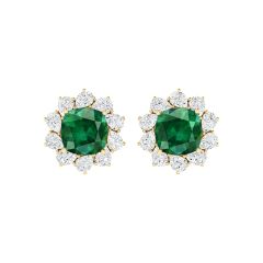 18K Gold Emerald Glow Earrings with Lab-Grown Diamonds