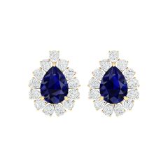 18K Gold Sapphire Glow Earrings with Lab-Grown Diamonds