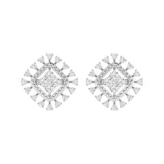 18K Gold Halo Earrings with Diamonds