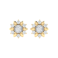 18K Gold Dahlia Earrings with Diamonds