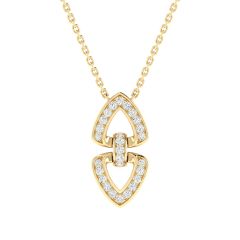 18K Gold Heart Link Necklace with Diamonds