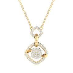 18K Gold Link Drop Necklace with Diamonds