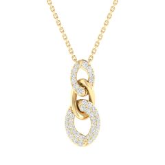 18K Gold Twisted Link Necklace with Diamonds