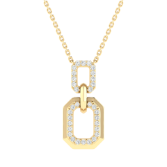 18K Gold Link Core Necklace with Diamonds