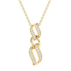 18K Gold Woven Link Necklace with Diamonds