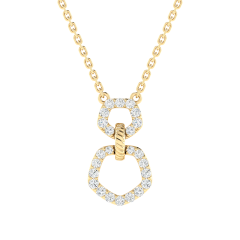 18K Gold Trio Link Necklace with Diamonds