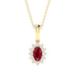 18K Gold Ruby Empress Pendant with Diamonds