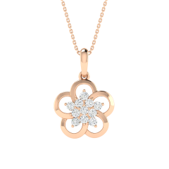 18K Gold Daisy Glow Diamond Pendant with Chain