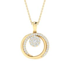 18K Gold Orbit Diamond Pendant with Chain