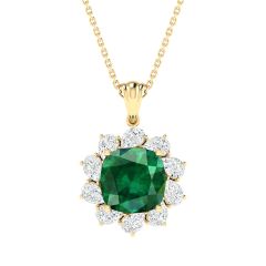 18K Gold Emerald Glow Pendant with Lab-Grown Diamonds