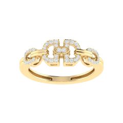 18K Gold Cross Link Ring with Diamonds