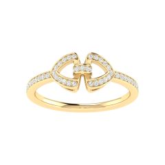 18K Gold Heart Link Ring with Diamonds