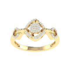 18K Gold Link Drop Ring with Diamonds
