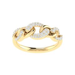 18K Gold Twisted Link Ring with Diamonds