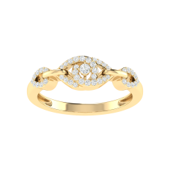 18K Gold Link Wave Ring with Diamonds