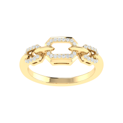 18K Gold Core Link Ring with Diamonds