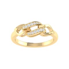 18K Gold Woven Link Ring with Diamonds