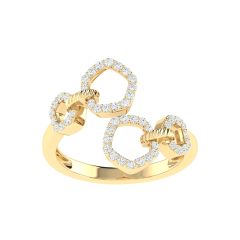 18K Gold Trio Link Ring with Diamonds