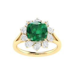 18K Gold Emerald Glow Ring with Lab-Grown Diamonds