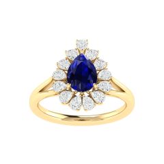 18K Gold Sapphire Glow Ring with Lab-Grown Diamonds