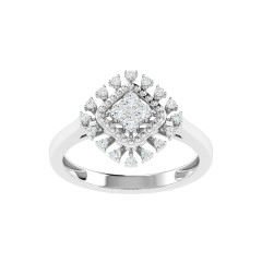 18K Gold Halo Ring with Diamonds