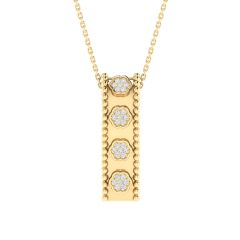18K Gold Floral Charm Diamond Pendant with Chain
