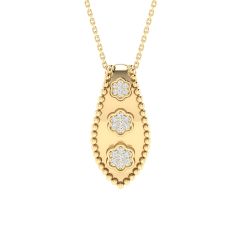 18K Gold Ivy Charm Diamond Pendant with Chain
