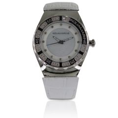 AquaMarine Stainless Steel Leather Strap Swiss Unisex Wristwatch - GWAQWT311