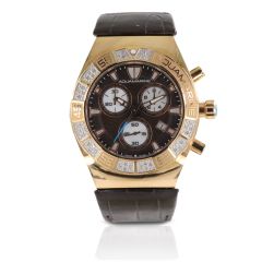 AquaMarine Stainless Steel Leather Strap Swiss Unisex Wristwatch - GWAQWT67