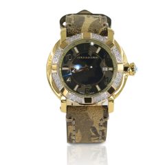 AquaMarine Stainless Steel Leather Strap Swiss Women's Wristwatch - GWAQWT989