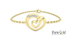 18 Karat Gold Eternal Love Double Heart Valentine Bracelet - PGBRG33811