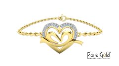 18 Karat Gold Eternal Love Diamond Heart Valentine Bracelet - PGBRG33814
