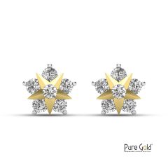 18 Karat Gold Pure Sparkle Star Earrings - PGERG32343