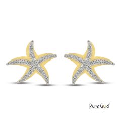 18 Karat Gold Star Fish Diamond Earrings - PGERG33198