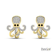 18 Karat Gold Diamond Octopus Earrings-PGERG33199